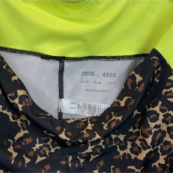 Asos Leggings Women's Size 16 4505 Tall Leopard Graffiti High Rise Brown Black - Picture 9 of 9